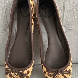 Tory Burch Tan Leopard Print Flats